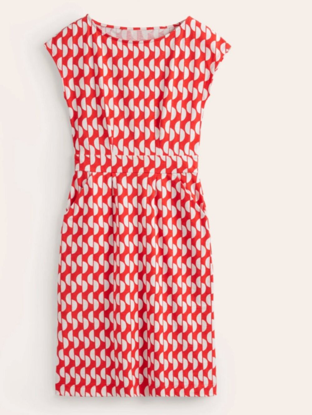 Boden Florrie Jersey Dress, Poppy Red. Geo Wave